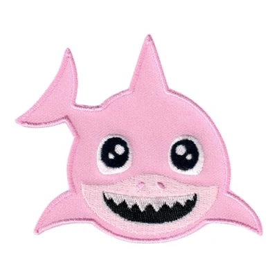 Imagen de PatchMommy Tiburón Parche Bordado para Ropa Termoadhesivo (Rosa) Parches Infantiles y Apliques Niños