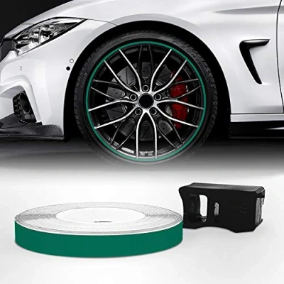 Imagen de 4R Quattroerre.it 10346 Wheel Trim Tiras Adhesivas Reflectantes con Aplicador para Llantas de Coche, Verde, 7 mm x 6 MT