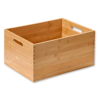 Imagen de Kesper Caja de almacenamiento apilable, material: bambú con certificado FSC®, dimensiones: 28,5 x 18,5 20 cm, color: marrón 57611