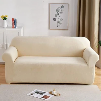Imagen de PETCUTE Fundas para sofá elásticas Cubre Sofa de Terciopelo 2 plazas Grueso Beige