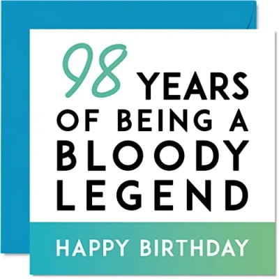 Imagen de Divertida tarjeta de cumpleaños 98 para hombres y mujeres, con texto en inglés &quot;Being A Legend&quot;, felicitación él, su gran abuelo, niñera, abuela, 145 mm x mm,