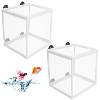 Imagen de 2Pcs Caja de Cría Peces, Acuario Criador Incubadora Peces Acuario, Aislamiento con Ventosas, Red para Proteger Bebés