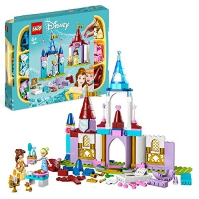 Imagen de LEGO 43219 Disney Princess Castillos Creativos, Juguete de Construcción con Mini Muñecas Bella y Cenicienta, Juego Portátil Caja Almacenamiento, Regalos para Niñas Niños