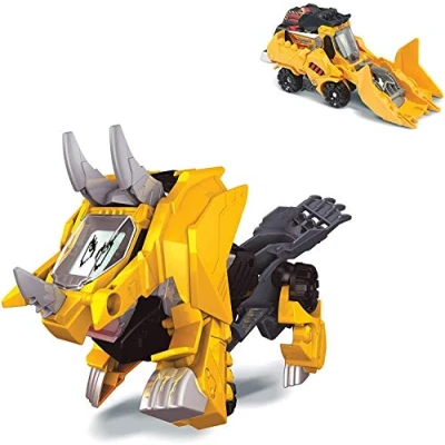 Imagen de VTech Switch &amp; Go Dinos Brutus, el Tricerátops excavadora, Dinosaurio electrónico interactivo transformable en coche con voz, funciones, más de 60 sonidos y frases, color amarillo (80 195122)