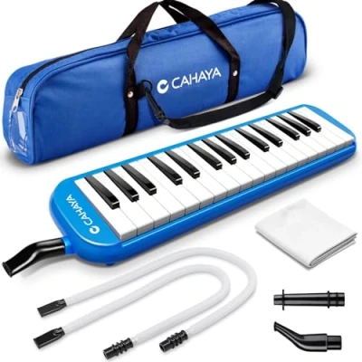 Imagen de Melódica CAHAYA, Piano de Viento con 32 Teclas, Incluye Tubo Soplado, Boquilla y Bolsa Transporte (Azul)