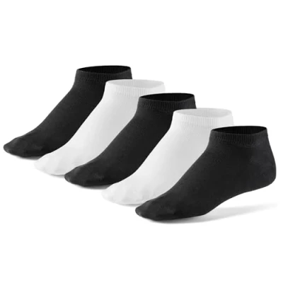 Imagen de Mat &amp; Vic’s Calcetines cortos, cómodo, OEKO TEX 100 35 36 37 38 39 40 41 42 43 44 45 46 47 48 49 50 (5 pares, negro y blanco, UK 4 5.5 / EU 38)