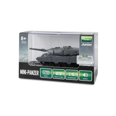 Imagen de Amewi RC Leopard II Minitanque con función de batería por Infrarrojos (Mando a Distancia, 1:72, niños Partir 8 años), Color Gris