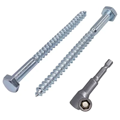 Imagen de Juego de 40 tornillos DIN 571 para madera hexagonal acero galvanizado M8 x 120 mm, coach, hexagonales, retención, cabeza (40, mm)