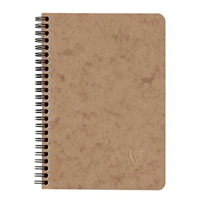 Imagen de Clairefontaine 78566C Un Carnet à Pochettes Spiralé Tabac A5 14,8x21 cm 120 Pages Détachables Lignées Papier Blanc 90 g Couverture Carte Lustrée Grain Cuir Collection Age Bag
