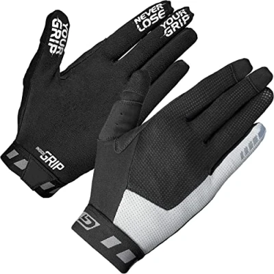 Imagen de GripGrab Vertical InsideGrip Long Finger Professional MTB Gloves Un Padded Anti Slip Off Road Cycling Black and Orange Guantes Largos Ciclismo, Unisex Adult, Negro, M