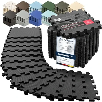 Imagen de Esterilla Fitness Puzzle para Suelos de Gimnasio Set Protección Goma Espuma Losas Caucho Máquinas Deporte, Alfombrilla Protector Expandible Tatami Tapiz Alfombra Colchonetas Pesas Gym