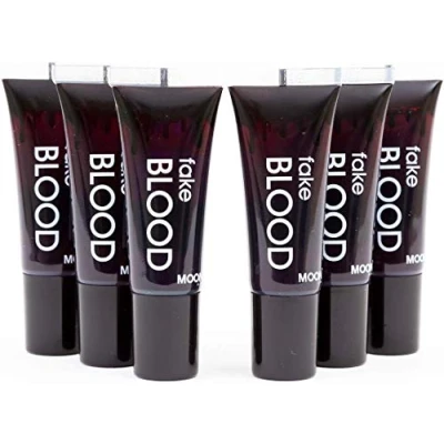 Imagen de Moon Glow Sangre Falsa con Aplicador 10mlx6 Maquillaje SFX para el escenario del Teatro Vampiro Zombi de Halloween efectos especiales