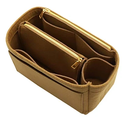 Imagen de LEXSION Organizador de fieltro para bolso con cremallera, ajuste Speedy Neverful PM MM, 2 marrón claro, M