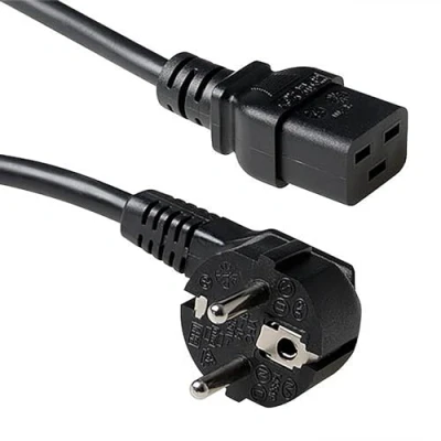 Imagen de Act Cable de alimentación C19 a Clavija CEE7/7 (en ángulo), 1,8m, IEC 60320, eléctrico para SAI y servidores, Negro AK5185
