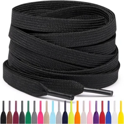 Imagen de Miscly Cordones Planos para Zapatillas, Disponibles en Varias Tallas y Colores (Negro, 91 cm)