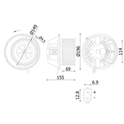 Imagen de MAHLE ORIGINAL AB 219 000S Ventilador de Calefacción para vehículos con/sin climatización dirección izquierda/derecha sin controlador incorporado