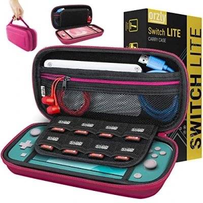 Imagen de Orzly Funda para Nintendo Switch Lite Estuche Protector rigida, Llevar Nueva Consola (2019) y Sus Juegos Accesorios Rosa