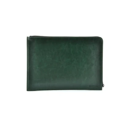 Imagen de Dossier de Mano Dynamic Classic Tamaño A4 y A5 Carpeta Ejecutiva con Cierre Cremallera. Exterior en Piel Vegana acabado Notairé Interior Tela by Office Box. (A5 Cuartilla, Verde)