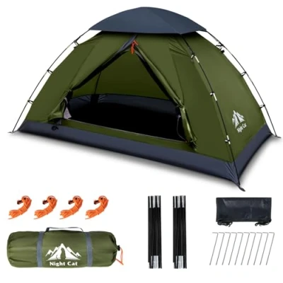 Imagen de Night Cat Tienda De Campaña para 1 2 Persona Impermeable Carpas Mochilero Configuración Fácil Ligero Caminar El Patio Trasero