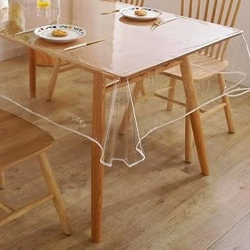 Imagen de A2ZWORLD Mantel Rectangular Transparente de PVC, Protector Impermeable y fácil Limpiar, plástico (140 x 240 cm)
