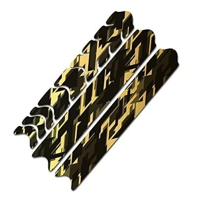 Imagen de AlphaShield Protector de cuadro bicicleta con puntales cadena, lámina protectora adhesiva para marco MTB BMX R161 (17 Future Gold Metallic)
