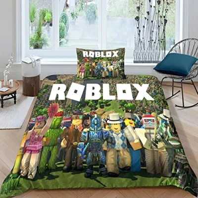 Imagen de Roblox Funda De Edredón Juego Ropa Cama 3D Game 3 Piezas Nórdica Poliéster Microfibra Suave con Cierre Cremallera para Niños Adolescentes Adultos Single（135x200cm）