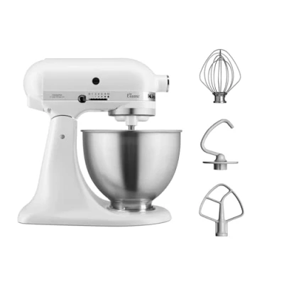 Imagen de Kitchenaid 5K45SSEWH Serie Classic Batidora amasadora multifunción, color blanco