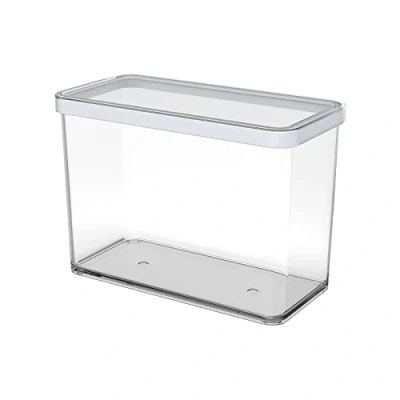 Imagen de Rotho Loft caja de almacenamiento rectangular 2,1 l con tapa y sello, Plástico (SAN) libre BPA, transparente/blanco, 2.1l (20.0 x 10.0 14.2 cm)