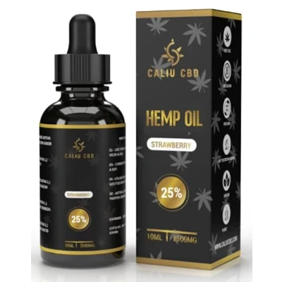 Imagen de CBD OIL Aceite puro 25% 7500Mg Base cáñamo enriquecido con Extracto Fresa 0% THC 1200 gotas de Cannabidiol PREMIUM Fabricado en EU Puro.