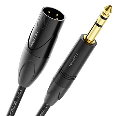Imagen de deleyCON 5m XLR a Toma Jack Estéreo de 6,35mm Cable Micrófono Adaptador Audio AUX Calidad Estudio Hecho Cobre OFC Puro (AWG24) Enchufe