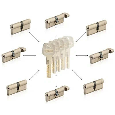 Imagen de GERCAR 5x cilindro de cerradura/cerradura barril perfil o pomo 60/70/80/90 mm combinación libre diferentes tamaños con la misma llave 5 llaves maestras sistema OKS