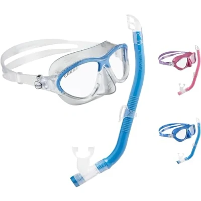 Imagen de Cressi C/Set Moon Kid &amp; Top Colorama Kit de Snorkeling, Unisex niños, Transparente/Azul Claro, Talla Única
