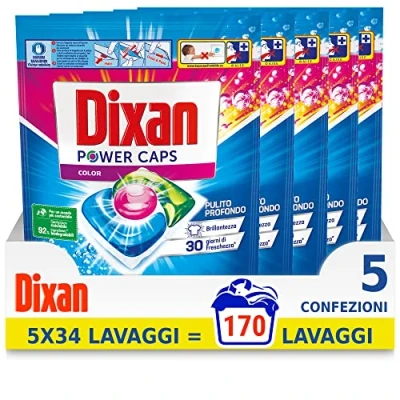 Imagen de Dixan Power Caps Color Detergente Lavadora en Cápsulas, Pack de 5 x 34 Lavados