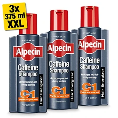 Imagen de Alpecin Caffeine Shampoo C1 3x 375ml Champu anticaida hombre y con cafeina Tratamiento para la caida del cabello Anti Hair Loss Treatment Men