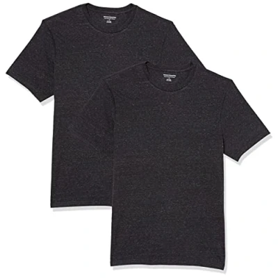Imagen de Amazon Essentials Camiseta de Manga Corta, Cuello Redondo y Corte Ajustado Hombre, Pack 2, Carbón Mezcla, XS