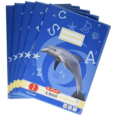 Imagen de Herlitz 10767267 Cuaderno (A4, línea 02, 32 hojas, diseño: delfín, FSC Mix, 5 unidades)