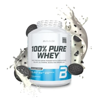 Imagen de BioTechUSA 100% Pure Whey Proteína en Polvo con BCAA y Glutamina Sin Gluten, Aceite de Palma, 2.27 kg, Black Biscuit