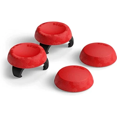 Imagen de SCUF Agarres Para Thumbsticks Paquete de 4 con 2 Bases Tactic Joystick Thumb Grips Xbox One y Series XS, PS4, PS5, Nintendo Switch Pro Controlador Rojo