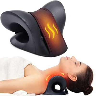 Imagen de Cozyhealth Estirador de cuello para aliviar el dolor cuello, almohada térmica con almohadilla grafeno, relajante y hombros alivio del ATM alineación la
