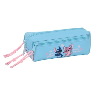 Imagen de Stitch Happy Portatodo Triple Pequeño, Estuche Infantil, Niño, Ideal para Niños en Edad Escolar, Cómodo y Versátil, Calidad Resistencia, 22x6x8.5 cm