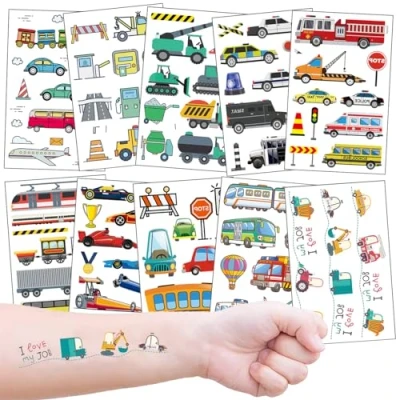 Imagen de Tatuajes de Camiones Automóviles, 10 Hojas Infantiles Tattoos para Vehículo Tema Fiesta Suministros Juguetes Regalos Cumpleaños Niños
