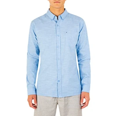 Imagen de Hurley M One and Only LS Camisa de Manga Larga, Hombre, Azul (Blue Ox), XXL