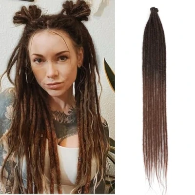 Imagen de 24 Inch Dreadlocks Extensions, 10 Mechones De Rastas Hippies Un Solo Extremo Marrón, 0.6 cm Ancho, Extensiones Locs Estilo Reggae Crochet Para Mujeres(SE Strands 24inch, 1B/30)