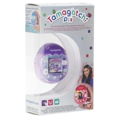 Imagen de Tamagotchi Bandai PIX Sky Purple 42910 Mascota Virtual electrónica con Pantalla a Color, Botones táctiles, Juegos y cámara