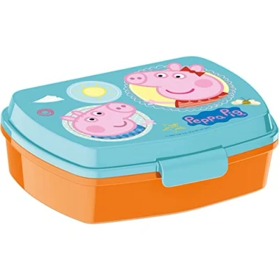 Imagen de ALMACENESADAN Sandwichera rectangular multicolor; producto de plástico reutilizable; libre BPA; dimensiones interiores 16,5x11,5x5,5 cm (Peppa pig)