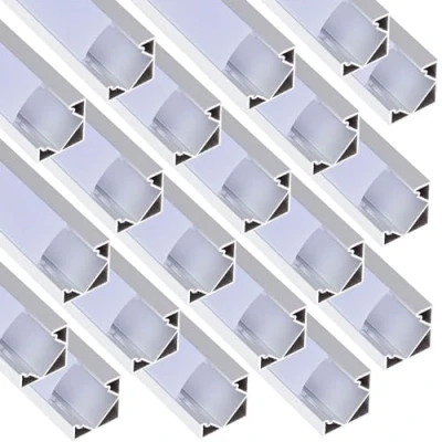 Imagen de Jandei Perfiles Aluminio Gris 1 Metro. Canal Forma V para Instalación Tiras LED en Esquinas, Difusor Semitransparente. Incluye Tapas y Clips Montaje 18,2mm x 1m (Pack 20 uds)