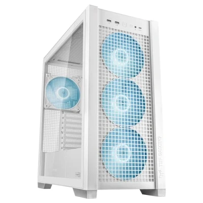 Imagen de ASUS TUF Gaming GT302 ARGB ATX Caja de Ordenador con Cuatro Ventiladores 140 x 28 mm, Cristal Templado Intercambiable y Panel Lateral Malla, diseño Conectores Ocultos Blanco