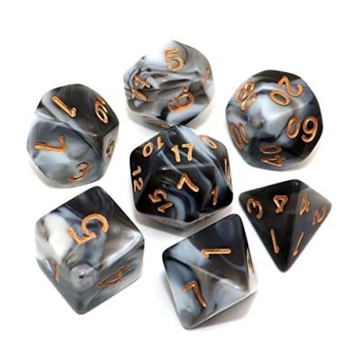 Imagen de CREEBUY Juego de Dados poliédricos para Dungeon and Dragons, MTG, D20, D12, D10, D8, D6, D4, Color Negro y Blanco