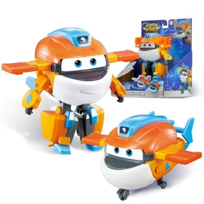 Imagen de Super Wings avión Transformer Supercharged Taki, Altura Aprox. 12,7 cm, 2 in 1 Figura de y Robot Juguete para niños niñas a Partir 3 años