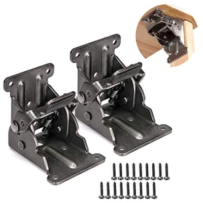 Imagen de Bisagras Plegables Soporte Plegable Bisagra Abatible Bloqueo Automático de 90 Grados Acero Galvanizado Para Piernas Banco Trabajo Expansión 2PCS+18PCS Tornillos